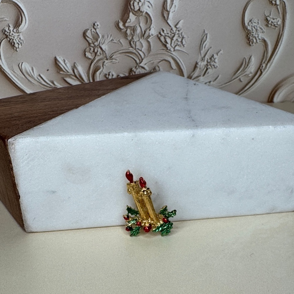 Vintage Christmas Pin Brooch 1960's Christmas Candle #6